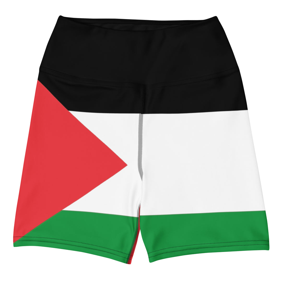 Yoga Shorts - Palestine Flag, White