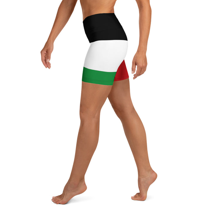 Yoga Shorts - Palestine Flag, White
