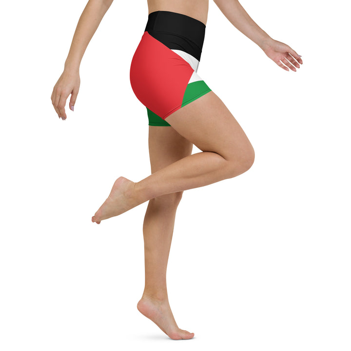 Yoga Shorts - Palestine Flag, White
