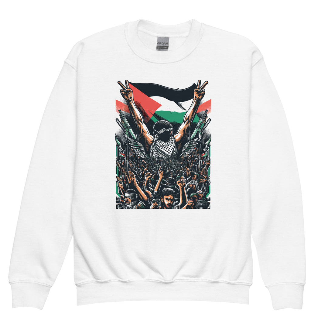 Youth crewneck sweatshirt - Art by Moh, White