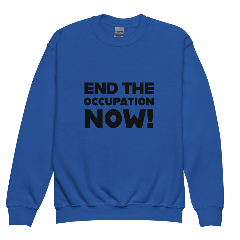 Youth Crewneck Sweatshirt - End the Occupation Now!, Royal