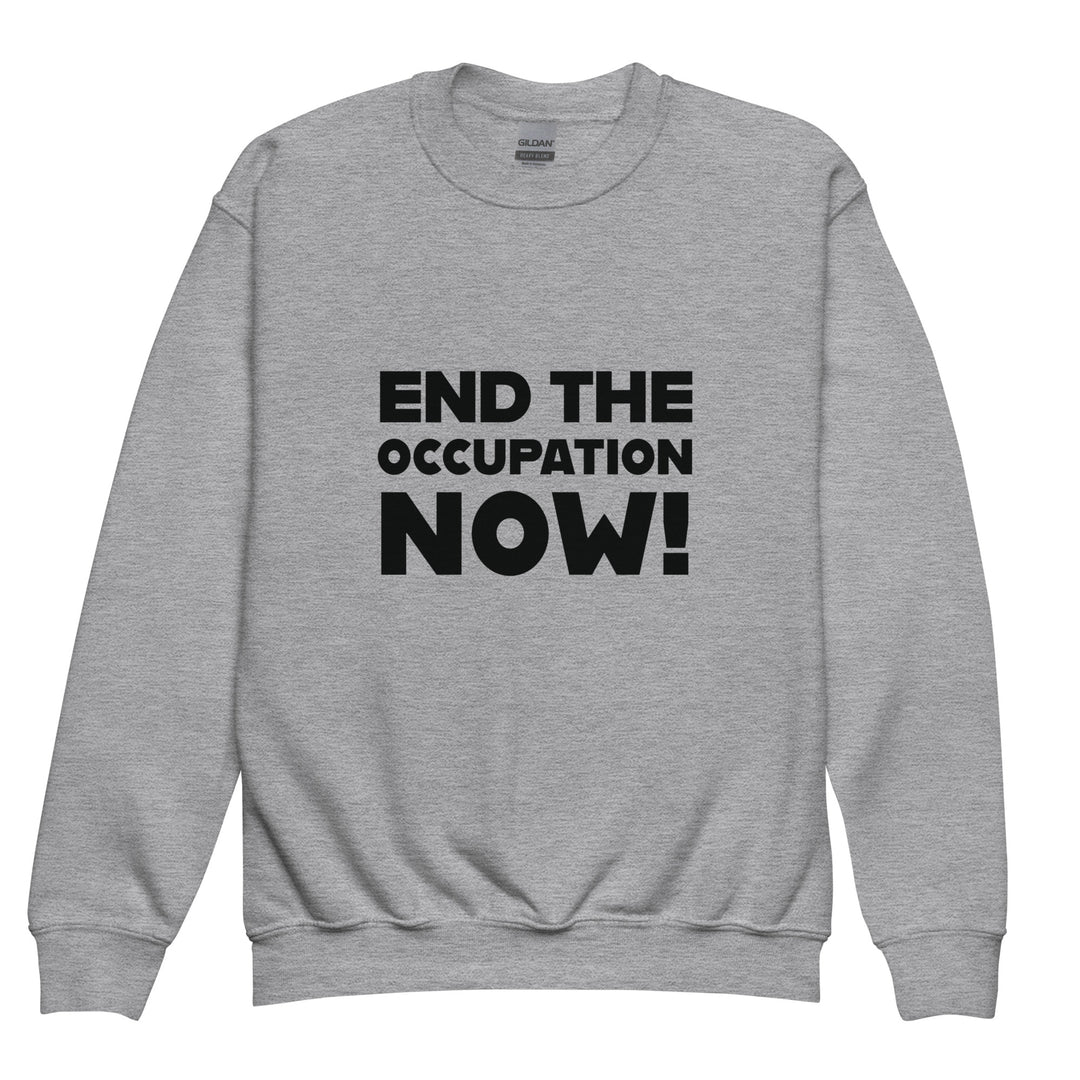 Youth Crewneck Sweatshirt - End the Occupation Now!, Sport Grey
