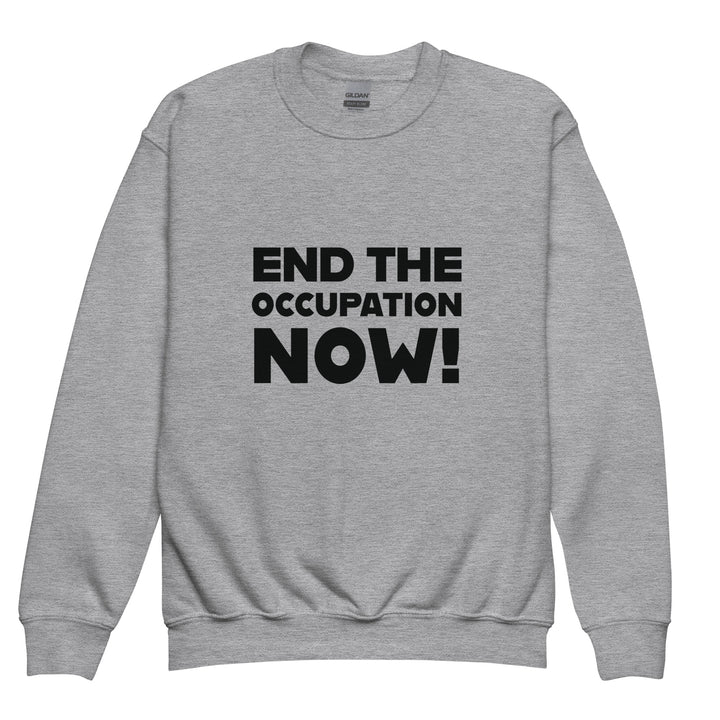 Youth Crewneck Sweatshirt - End the Occupation Now!, Sport Grey