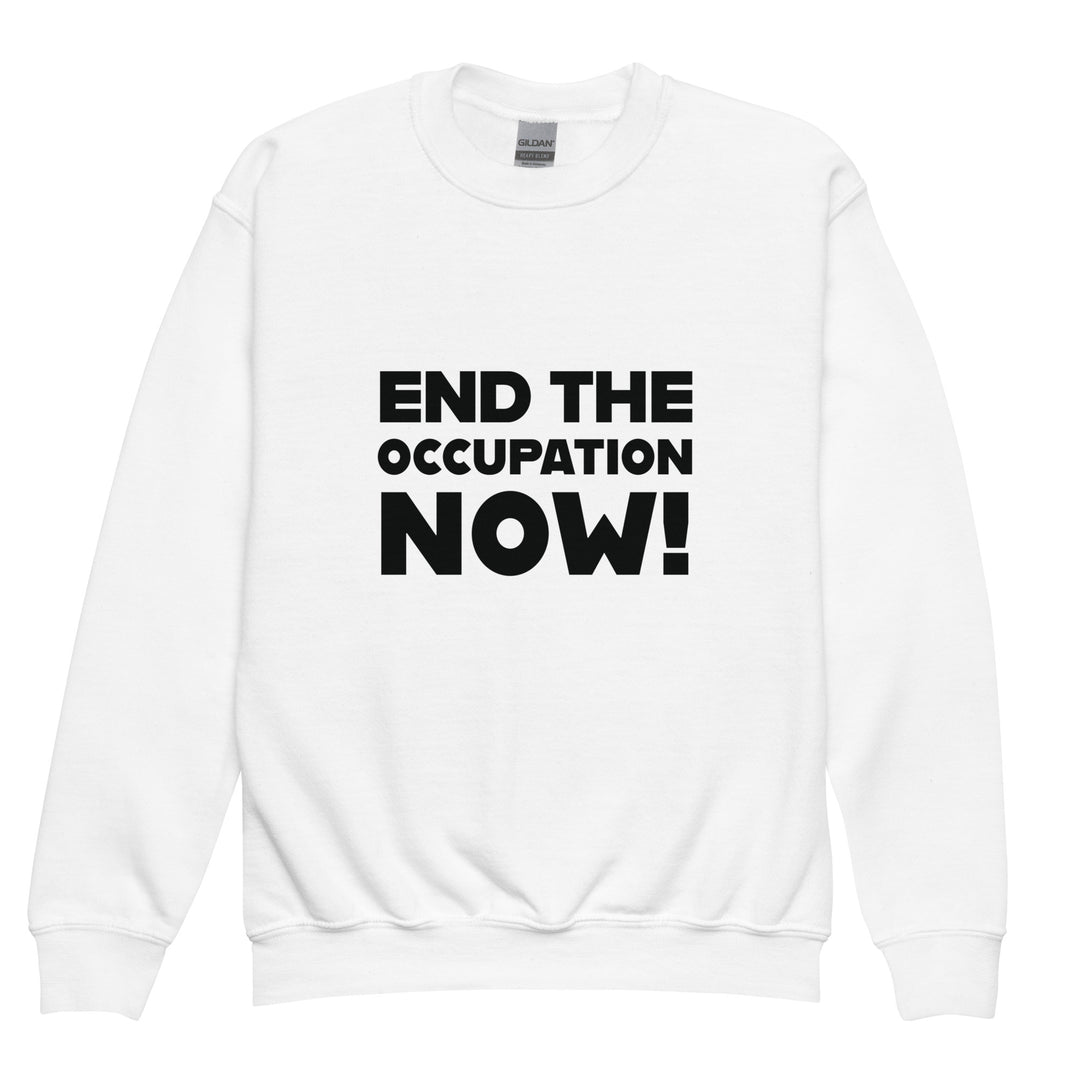 Youth Crewneck Sweatshirt - End the Occupation Now!, White
