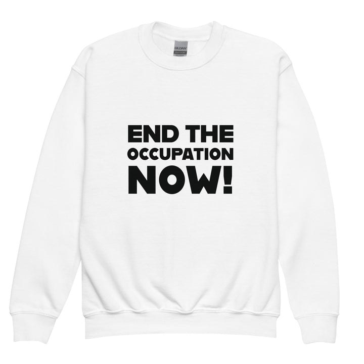 Youth Crewneck Sweatshirt - End the Occupation Now!, White
