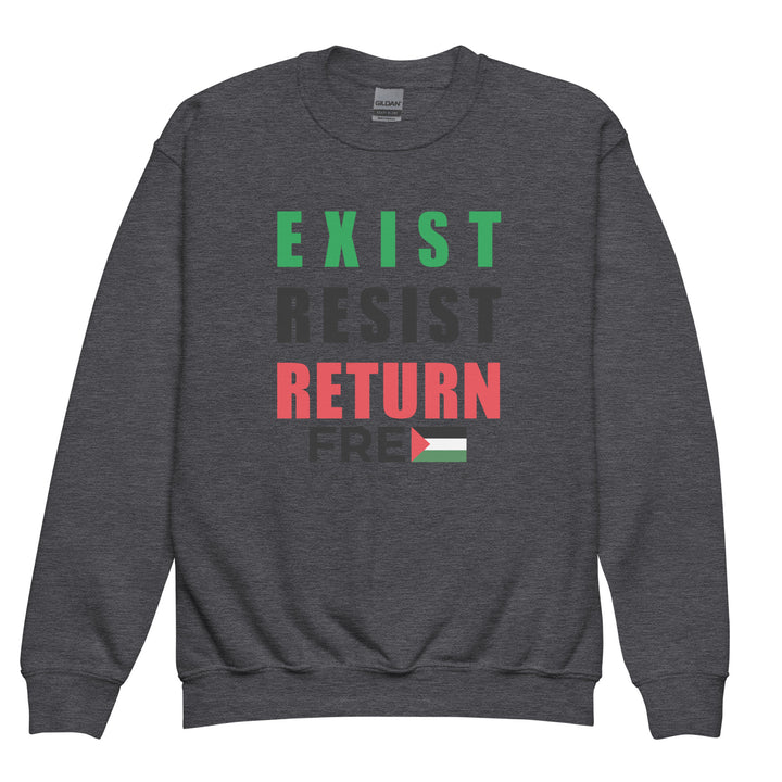 Youth Crewneck Sweatshirt - Exist. Resist. Return., Dark Heather
