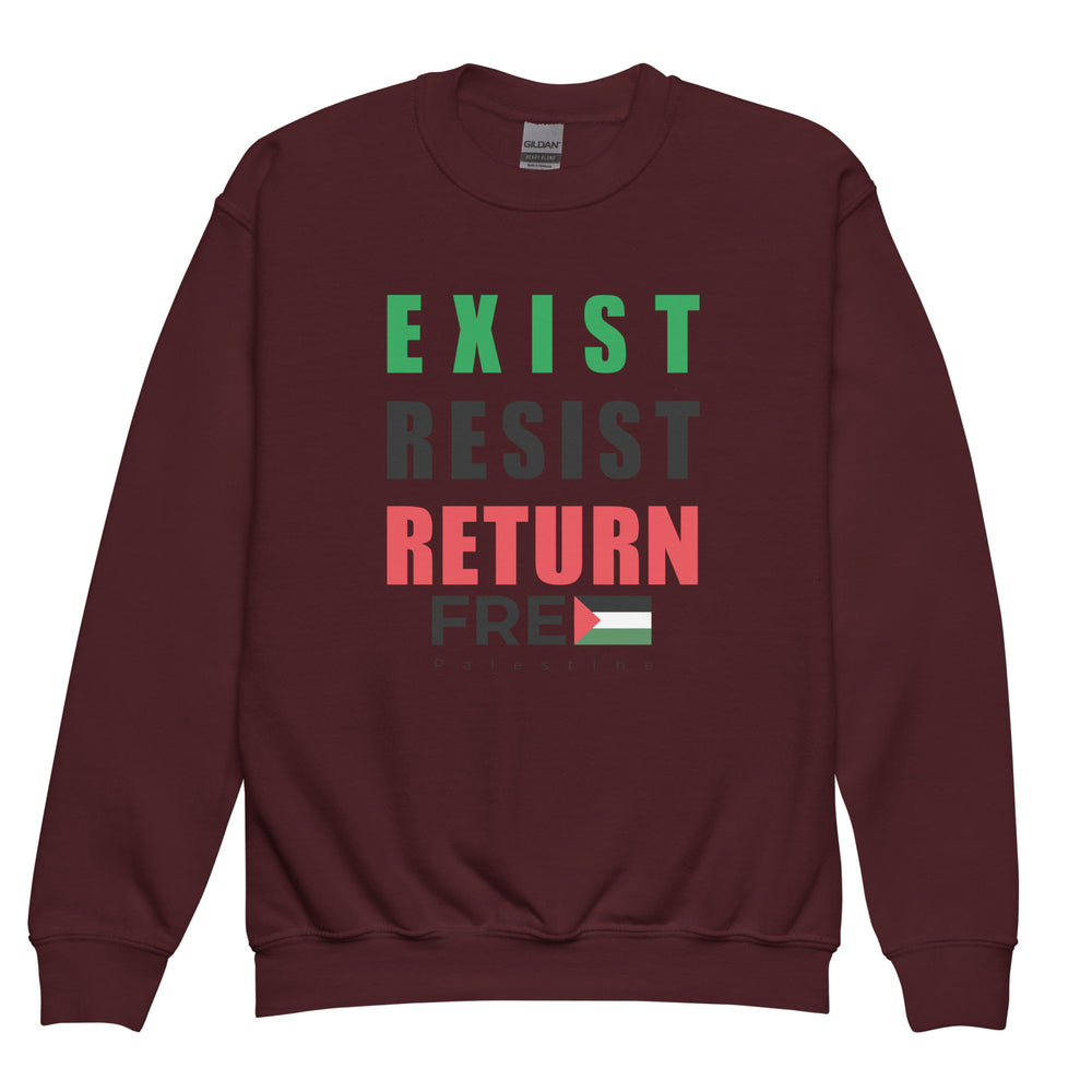 Youth Crewneck Sweatshirt - Exist. Resist. Return., Maroon