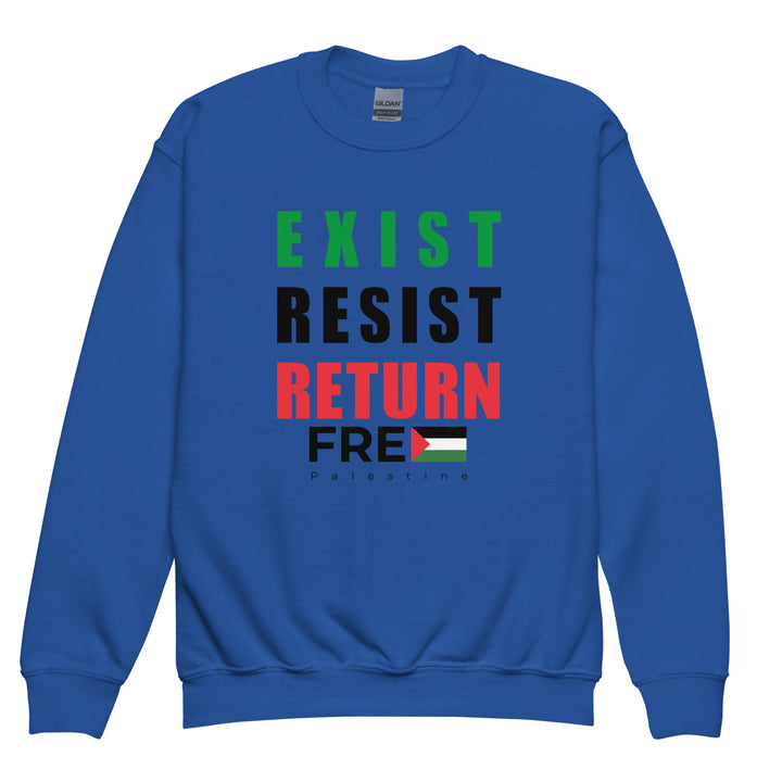 Youth Crewneck Sweatshirt - Exist. Resist. Return., Royal