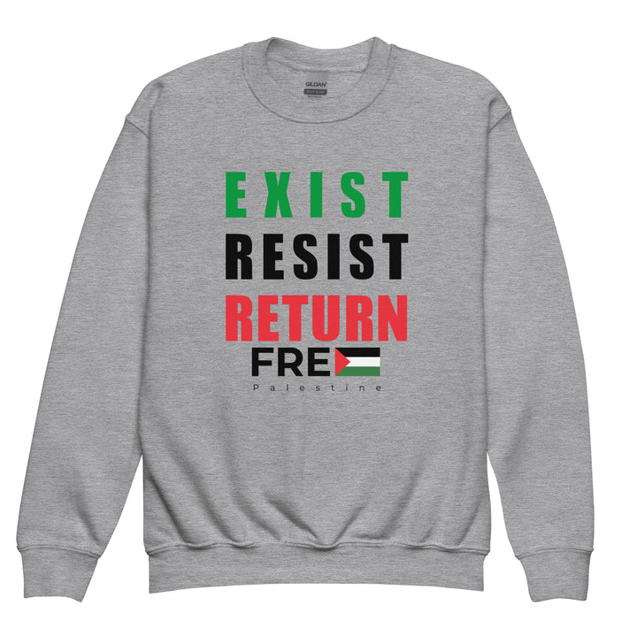Youth Crewneck Sweatshirt - Exist. Resist. Return., Sport Grey
