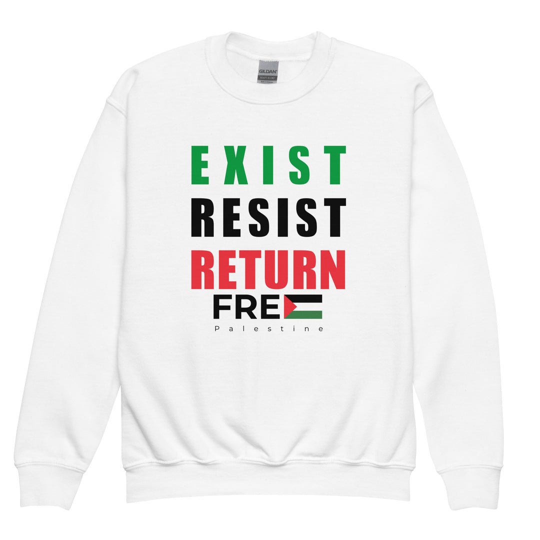 Youth Crewneck Sweatshirt - Exist. Resist. Return., White