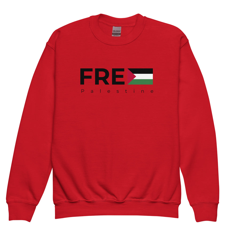 Youth crewneck sweatshirt - Free Palestine, Red