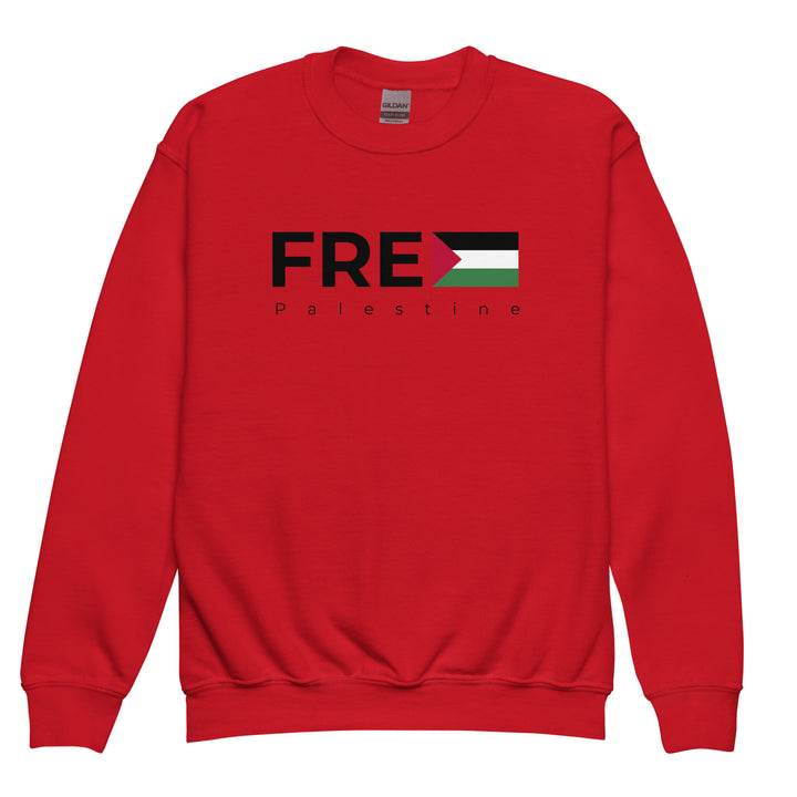 Youth crewneck sweatshirt - Free Palestine, Red