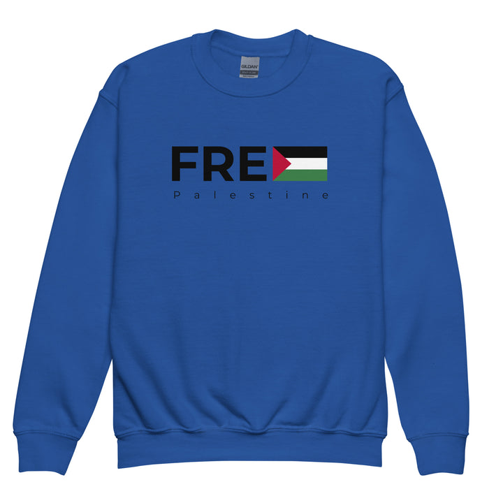 Youth crewneck sweatshirt - Free Palestine, Royal