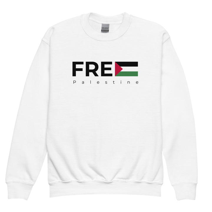 Youth crewneck sweatshirt - Free Palestine, White
