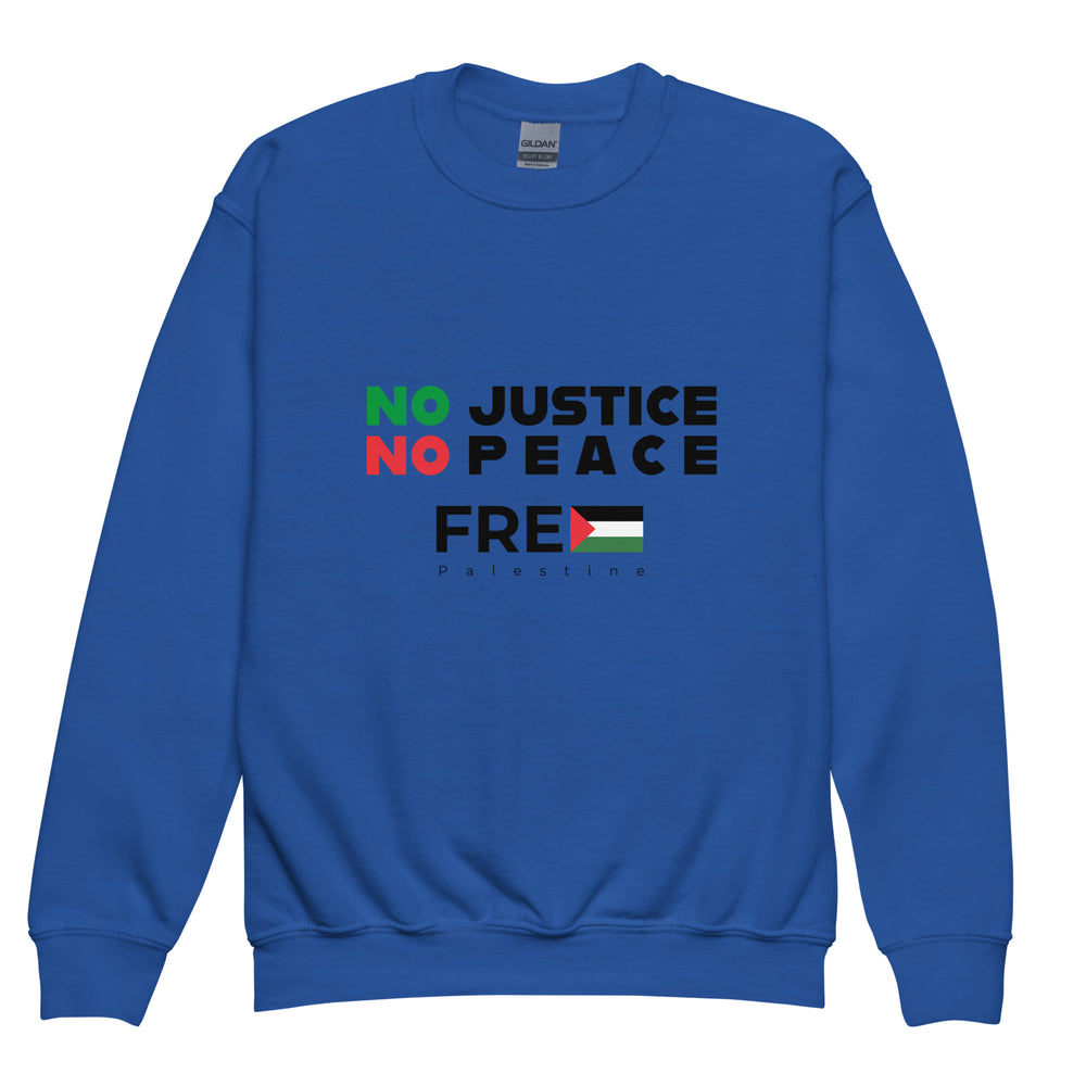 Youth Crewneck Sweatshirt - No Justice No Peace, Royal