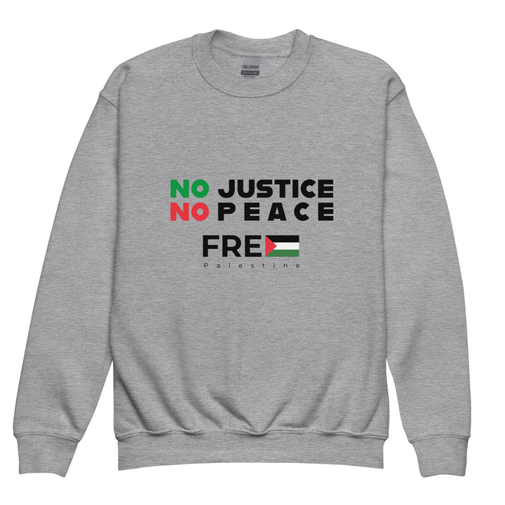 Youth Crewneck Sweatshirt - No Justice No Peace, Sport Grey