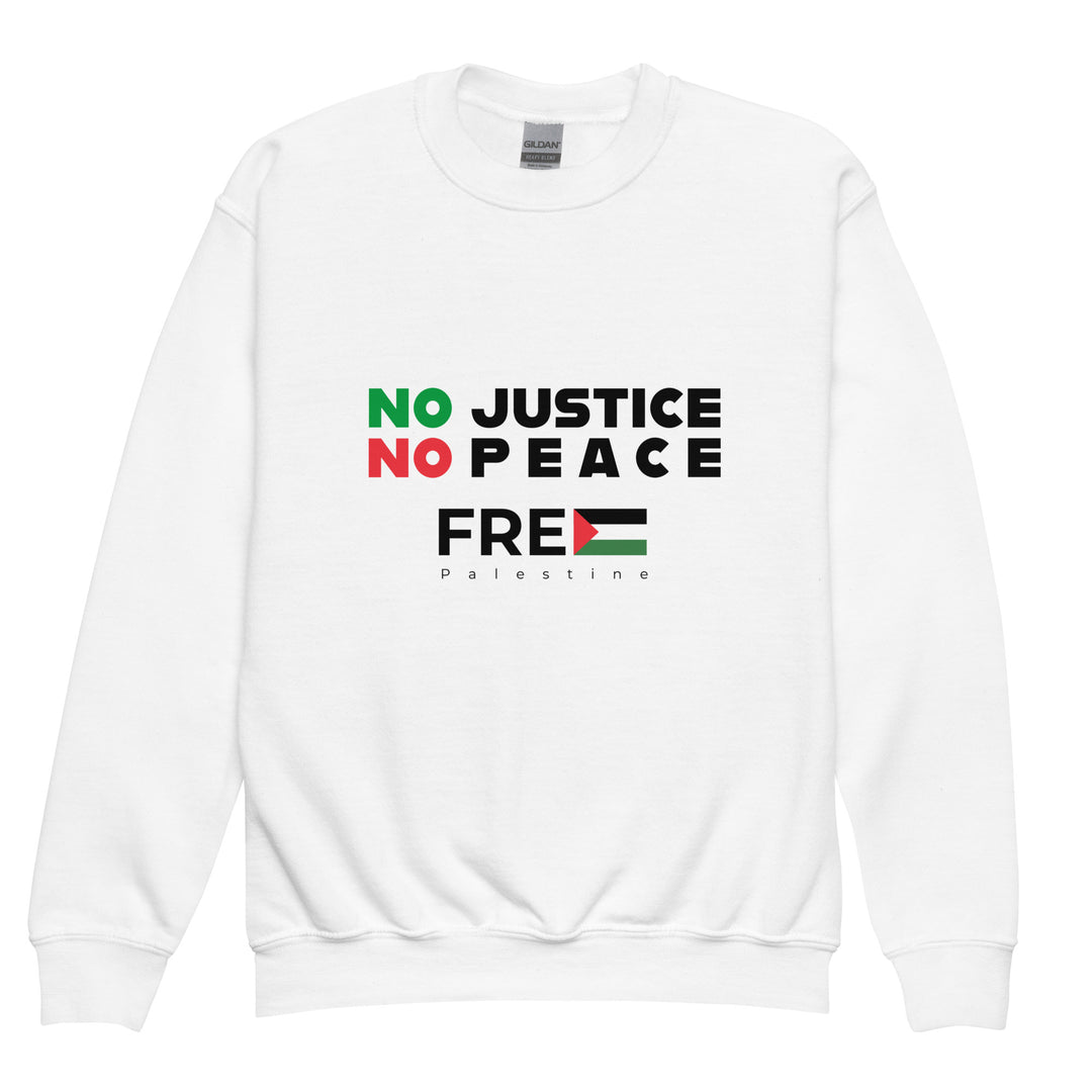 Youth Crewneck Sweatshirt - No Justice No Peace, White
