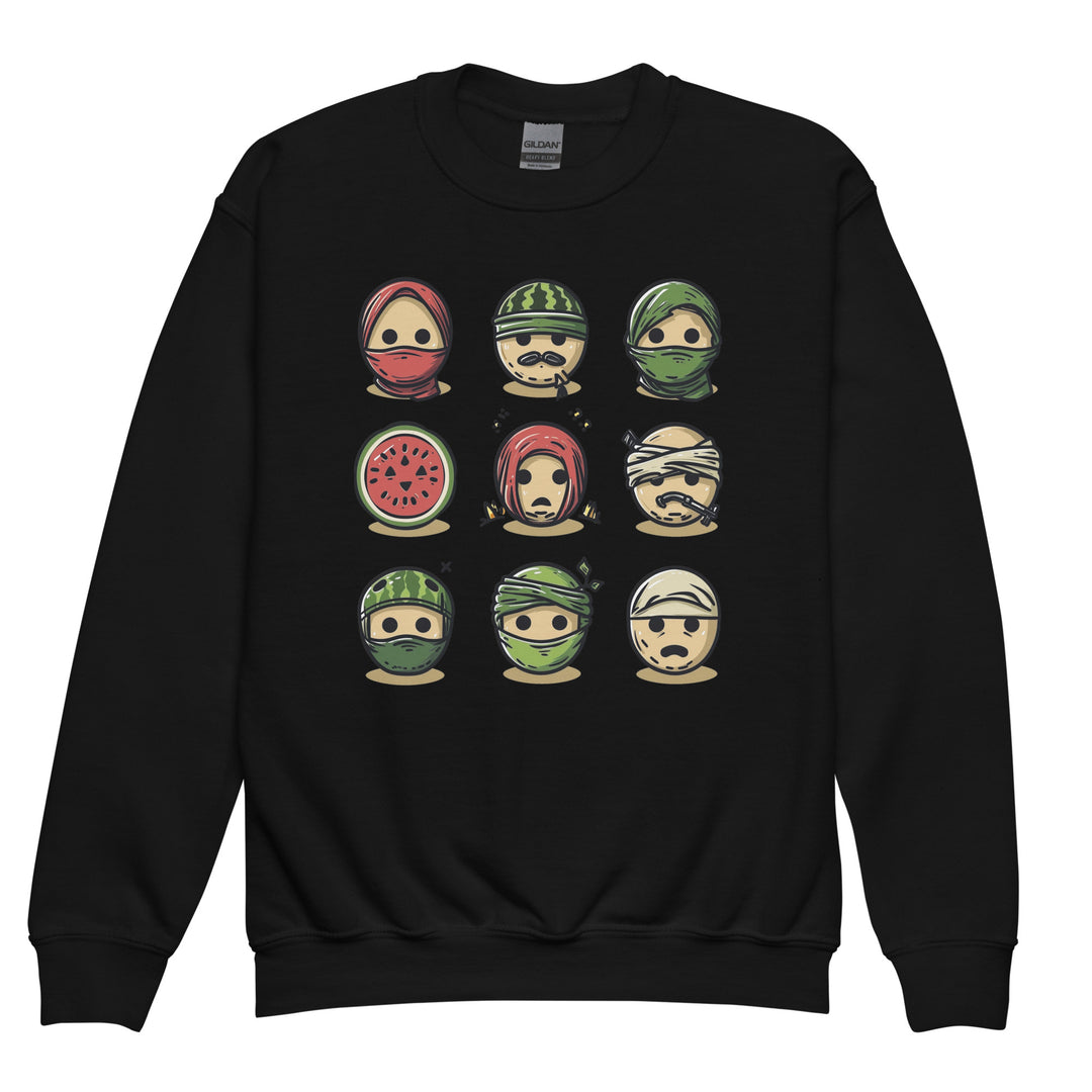 Youth crewneck sweatshirt - Palestine Emoji, Black