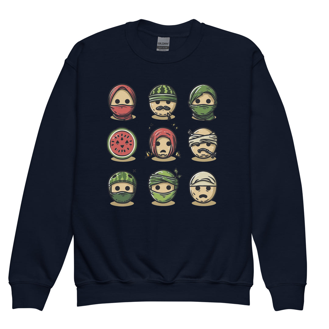 Youth crewneck sweatshirt - Palestine Emoji, Navy