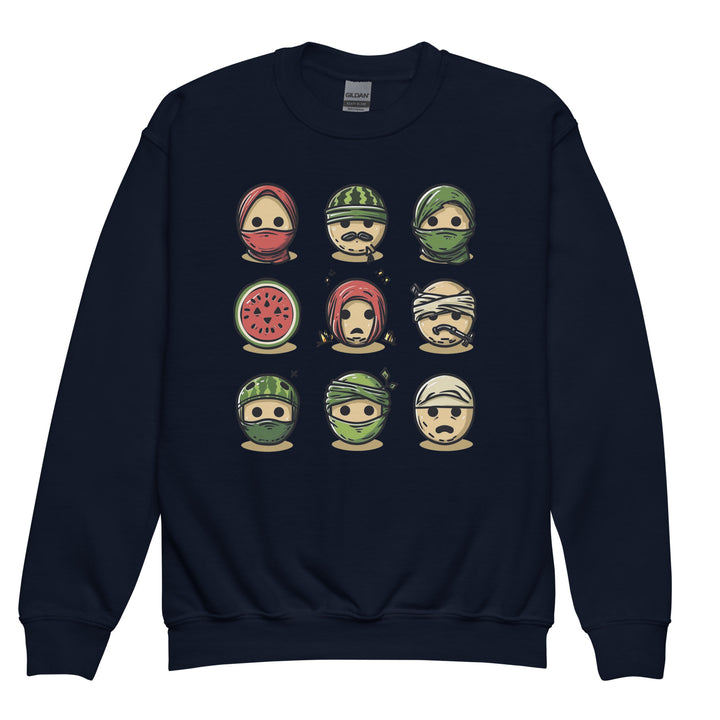 Youth crewneck sweatshirt - Palestine Emoji, Navy