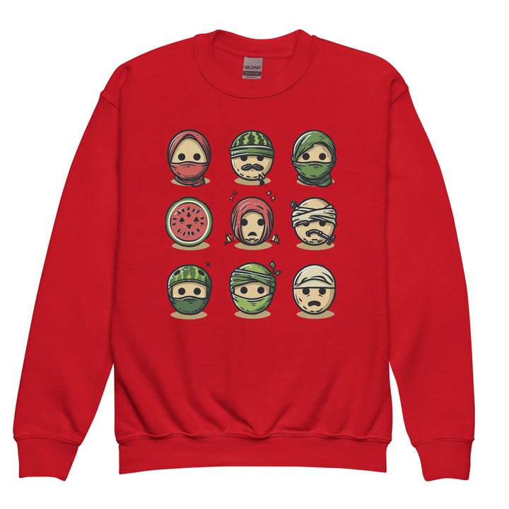 Youth crewneck sweatshirt - Palestine Emoji, Red