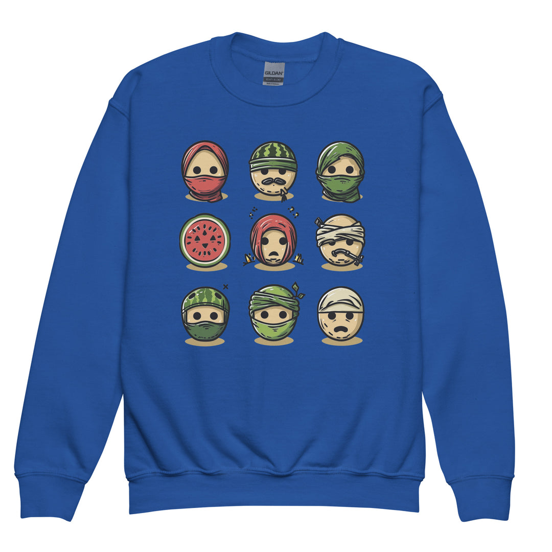 Youth crewneck sweatshirt - Palestine Emoji, Royal