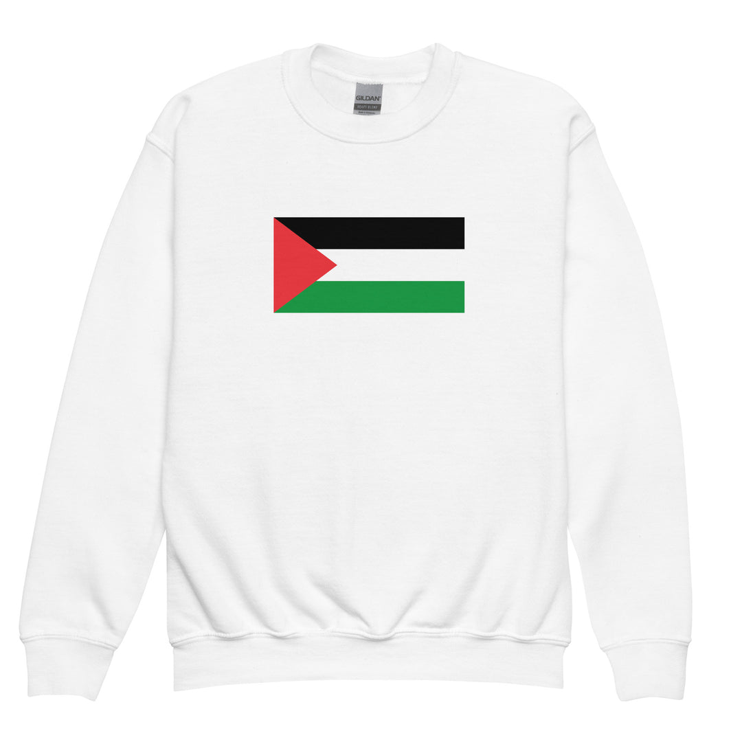 Youth crewneck sweatshirt - Palestine Flag, White
