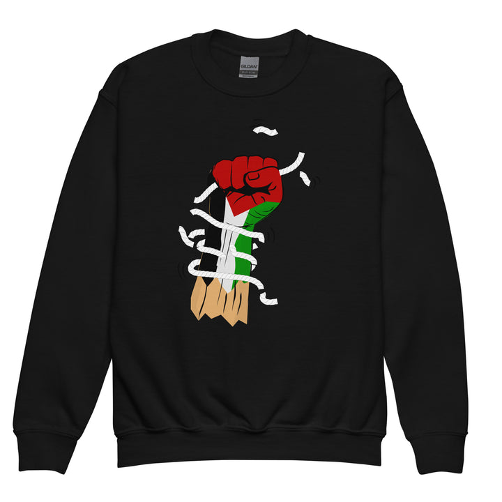 Youth crewneck sweatshirt - Palestine Hand, Black