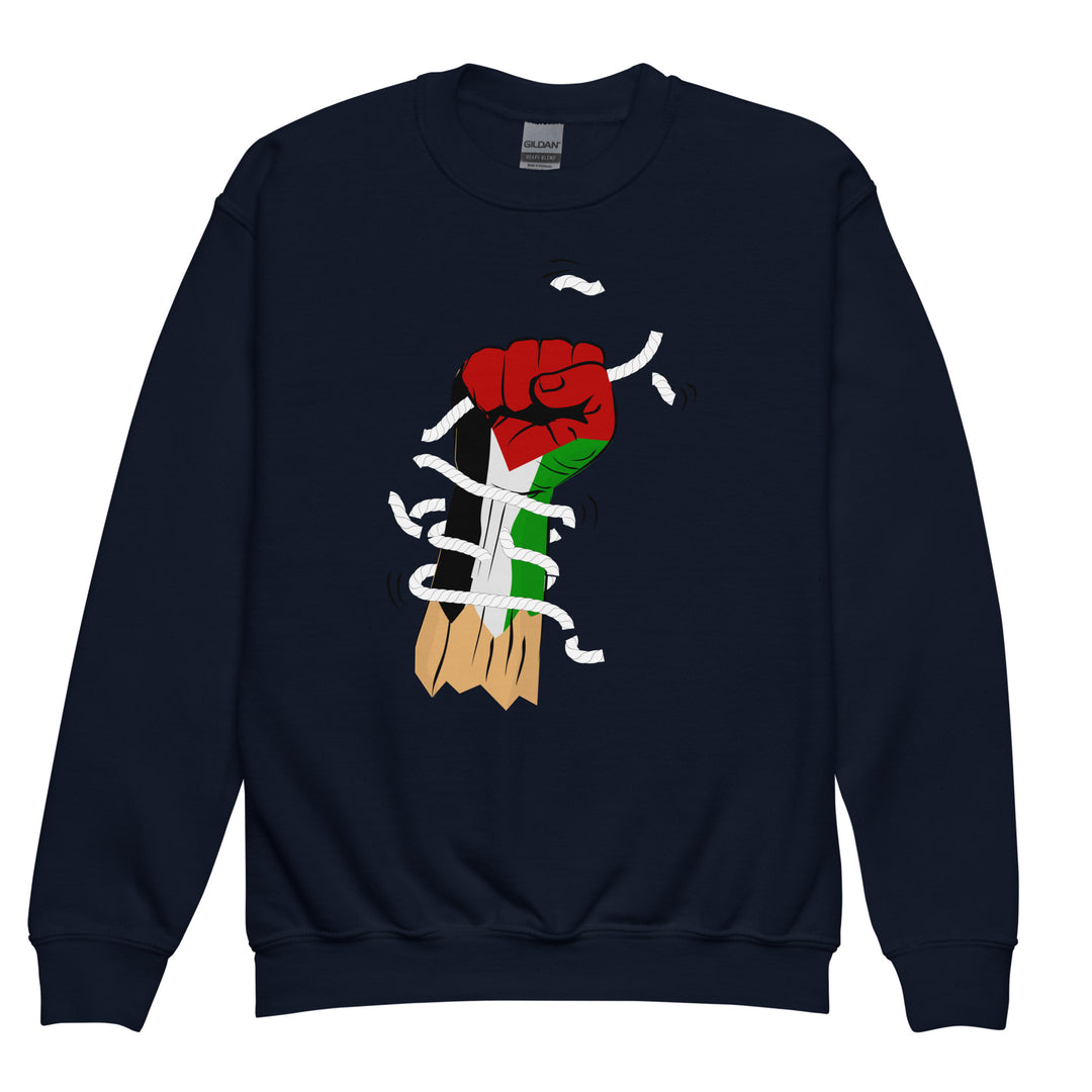 Youth crewneck sweatshirt - Palestine Hand, Navy