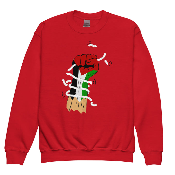 Youth crewneck sweatshirt - Palestine Hand, Red