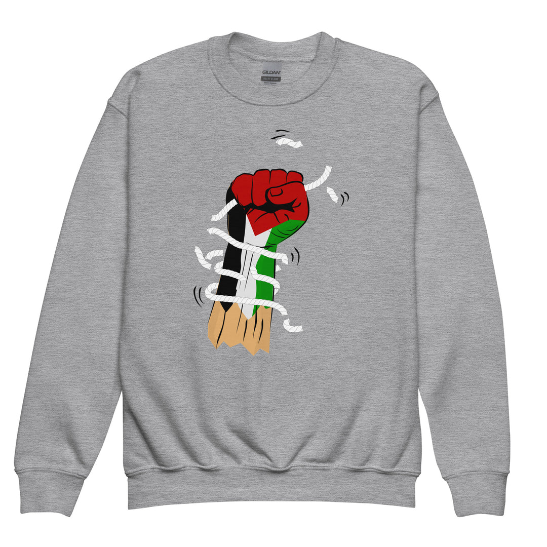 Youth crewneck sweatshirt - Palestine Hand, Sport Grey