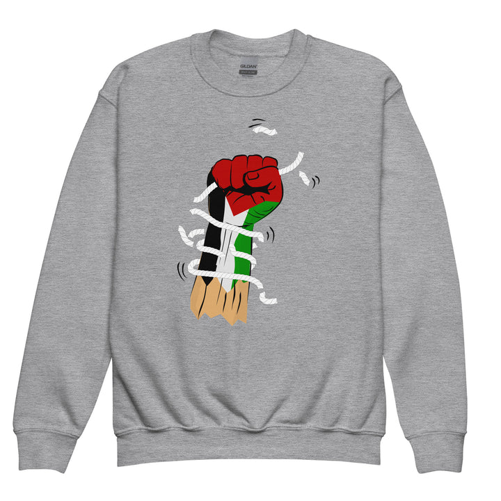 Youth crewneck sweatshirt - Palestine Hand, Sport Grey