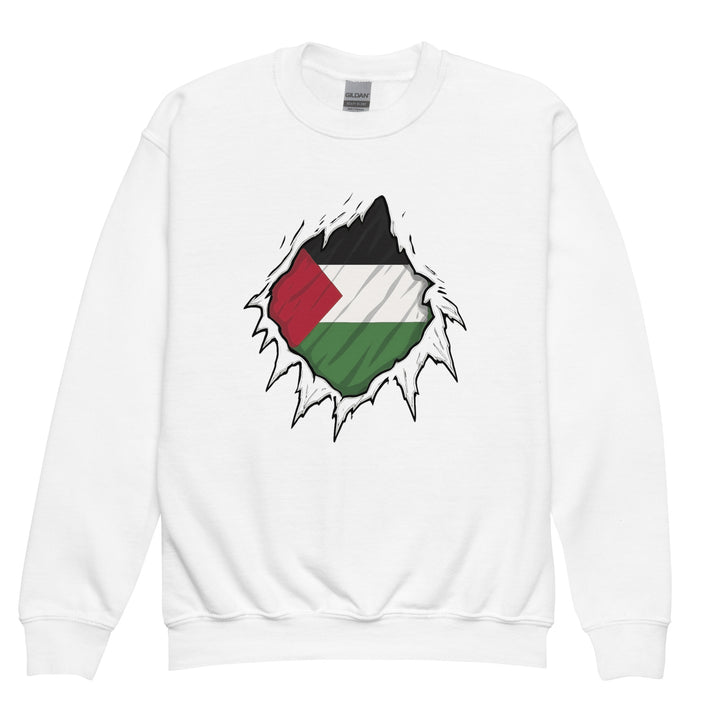 Youth Crewneck Sweatshirt - Palestine Hero, White