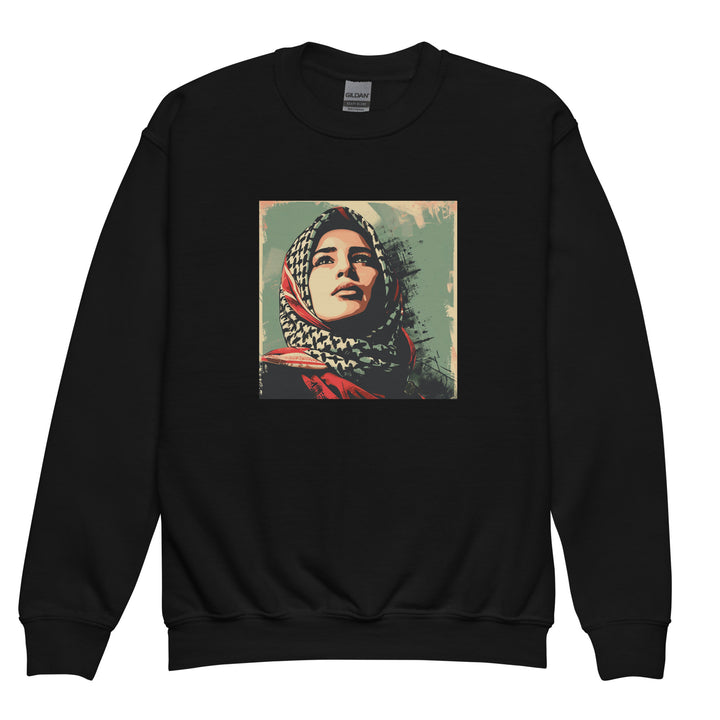 Youth crewneck sweatshirt - Palestine Hope, Black