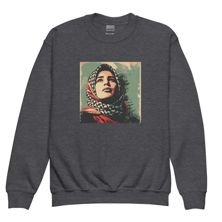 Youth crewneck sweatshirt - Palestine Hope, Dark Heather