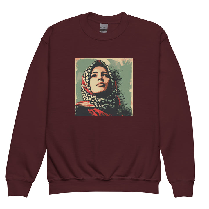Youth crewneck sweatshirt - Palestine Hope, Maroon