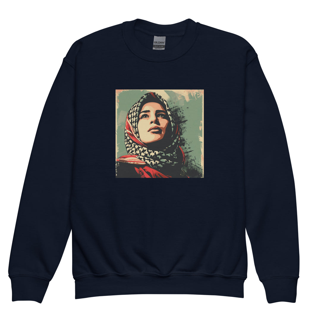 Youth crewneck sweatshirt - Palestine Hope, Navy