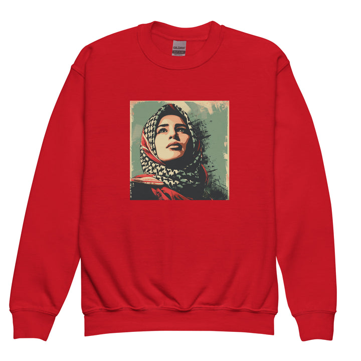 Youth crewneck sweatshirt - Palestine Hope, Red