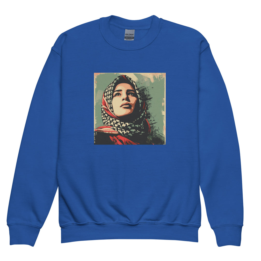 Youth crewneck sweatshirt - Palestine Hope, Royal