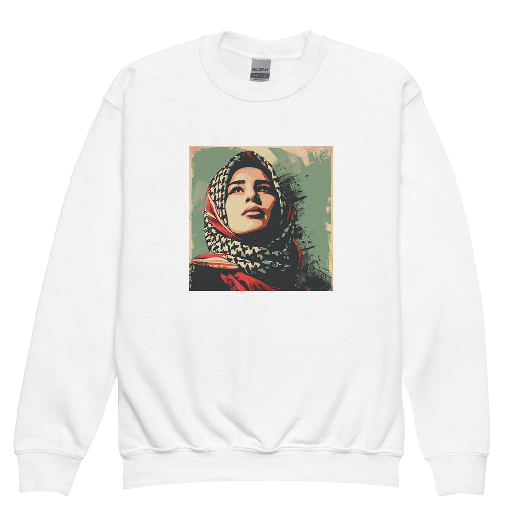 Youth crewneck sweatshirt - Palestine Hope, White