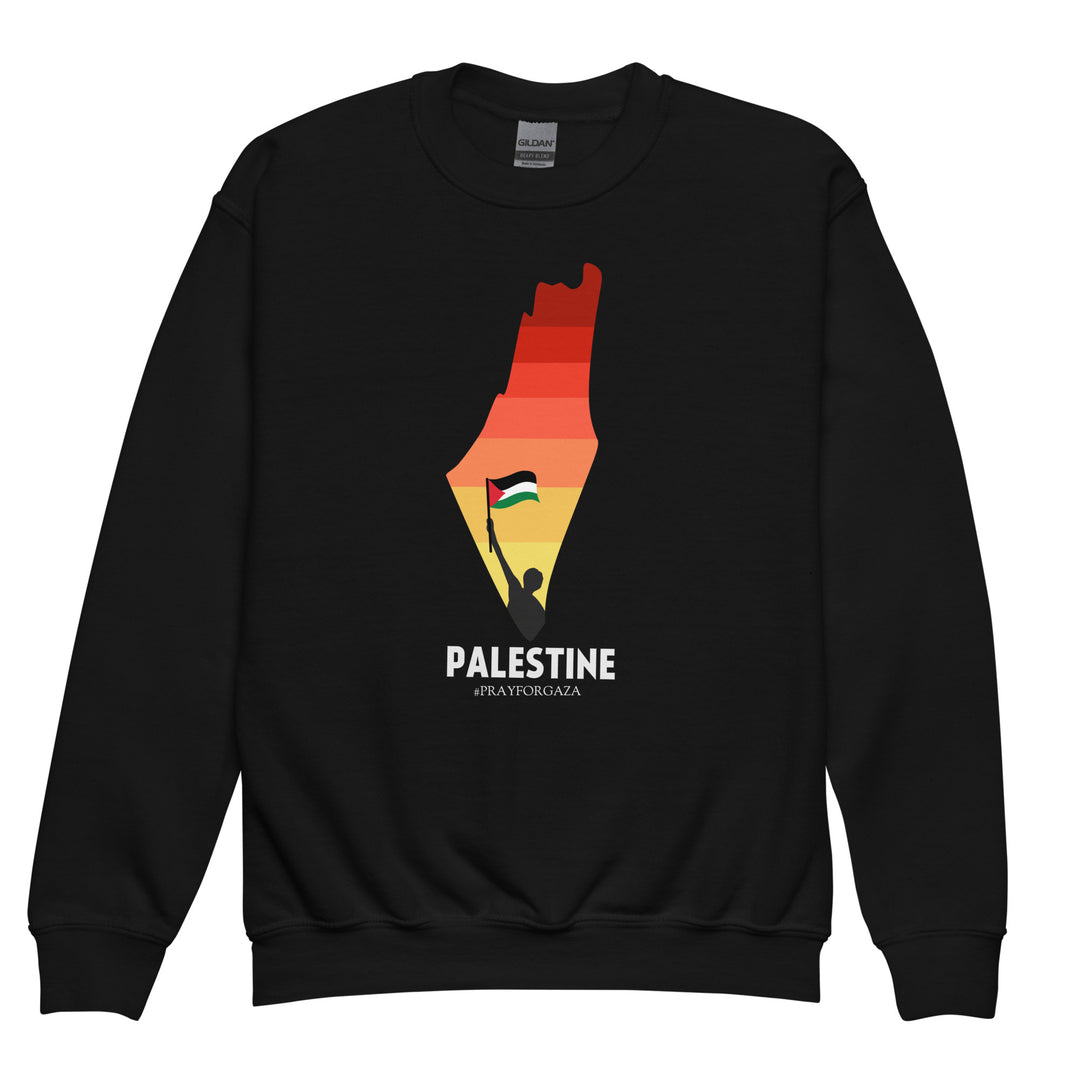Youth crewneck sweatshirt - Palestine Map, Black