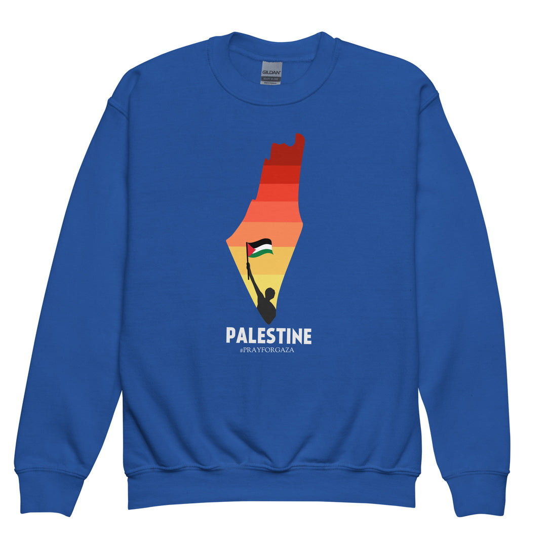 Youth crewneck sweatshirt - Palestine Map, Royal