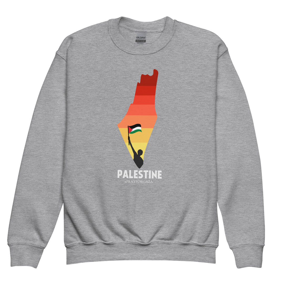 Youth crewneck sweatshirt - Palestine Map, Sport Grey
