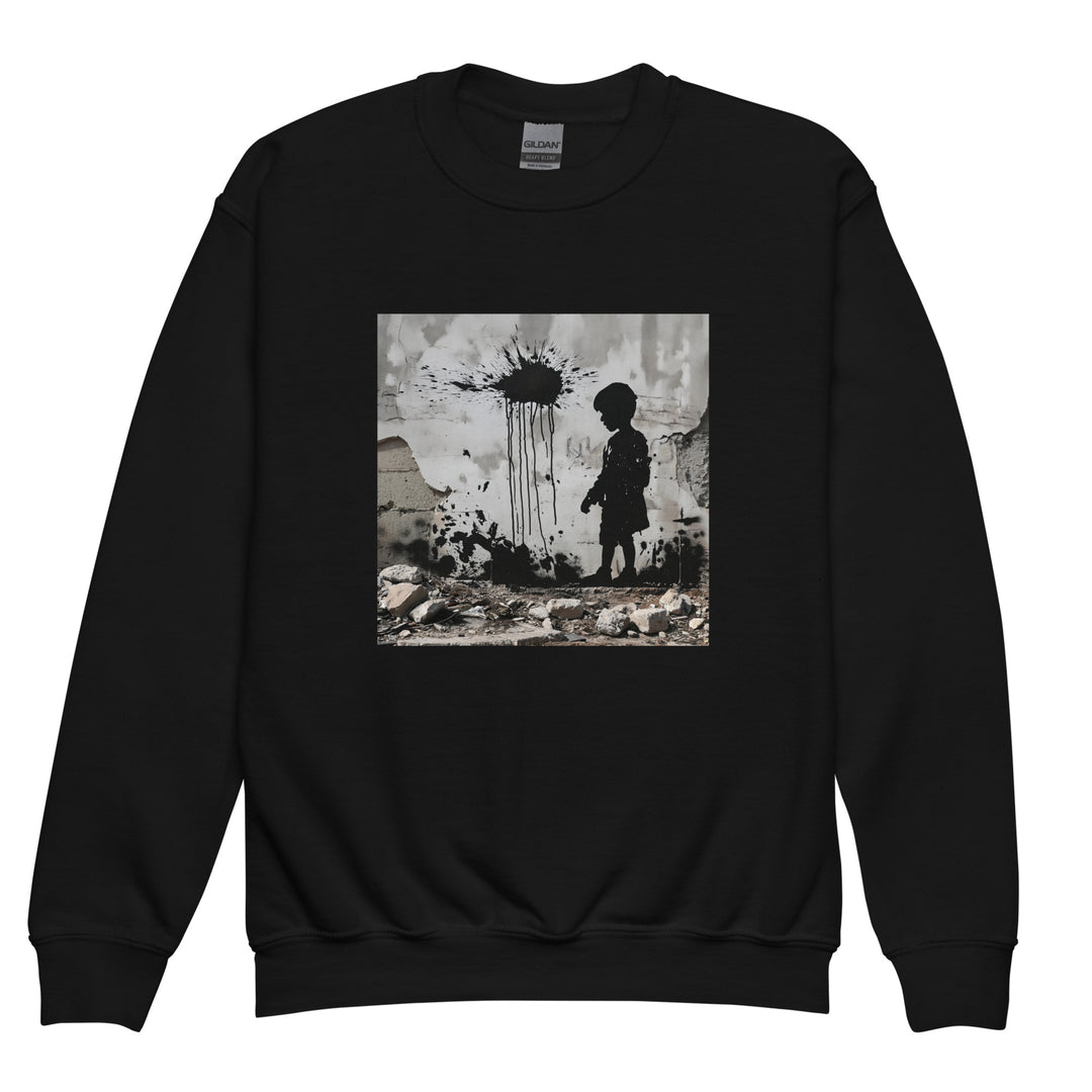 Youth crewneck sweatshirt - Palestine Wall, Black