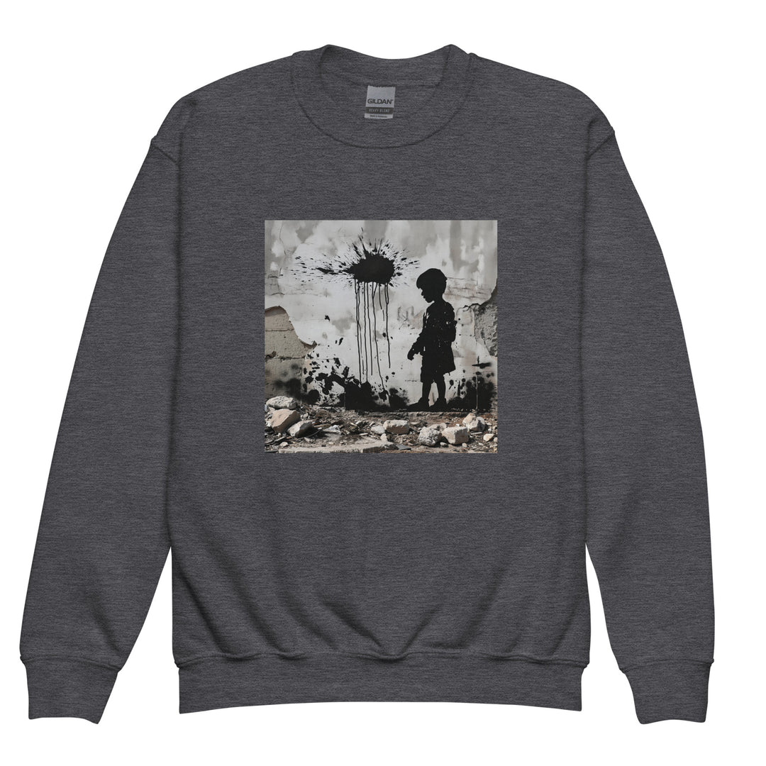 Youth crewneck sweatshirt - Palestine Wall, Dark Heather