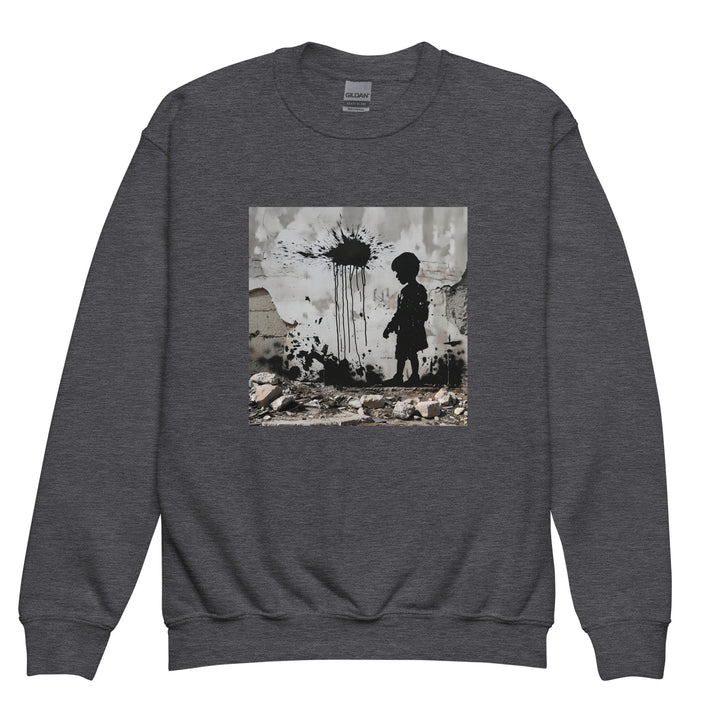 Youth crewneck sweatshirt - Palestine Wall, Dark Heather