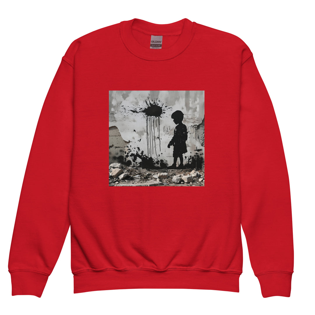 Youth crewneck sweatshirt - Palestine Wall, Red