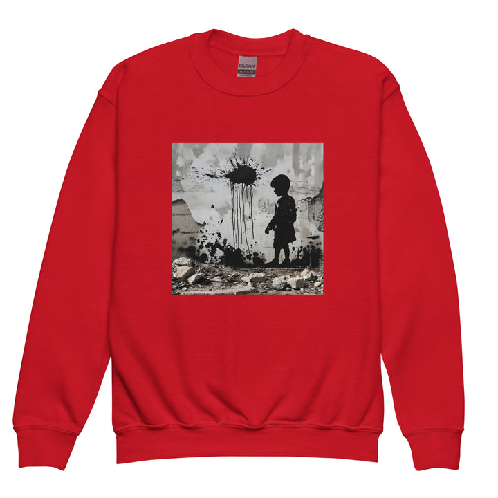 Youth crewneck sweatshirt - Palestine Wall, Red