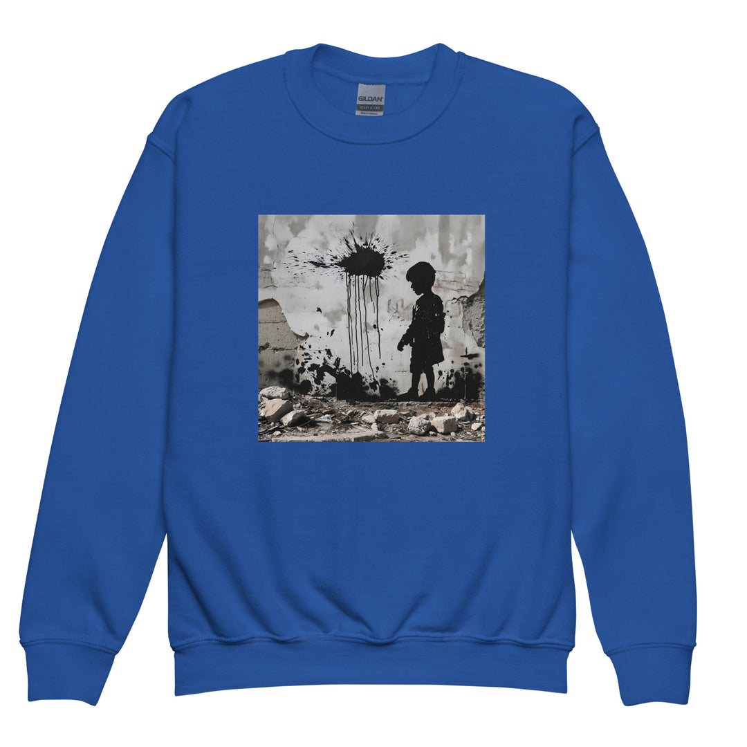 Youth crewneck sweatshirt - Palestine Wall, Royal