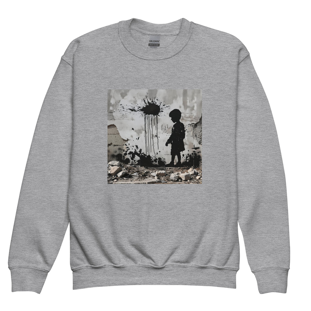 Youth crewneck sweatshirt - Palestine Wall, Sport Grey